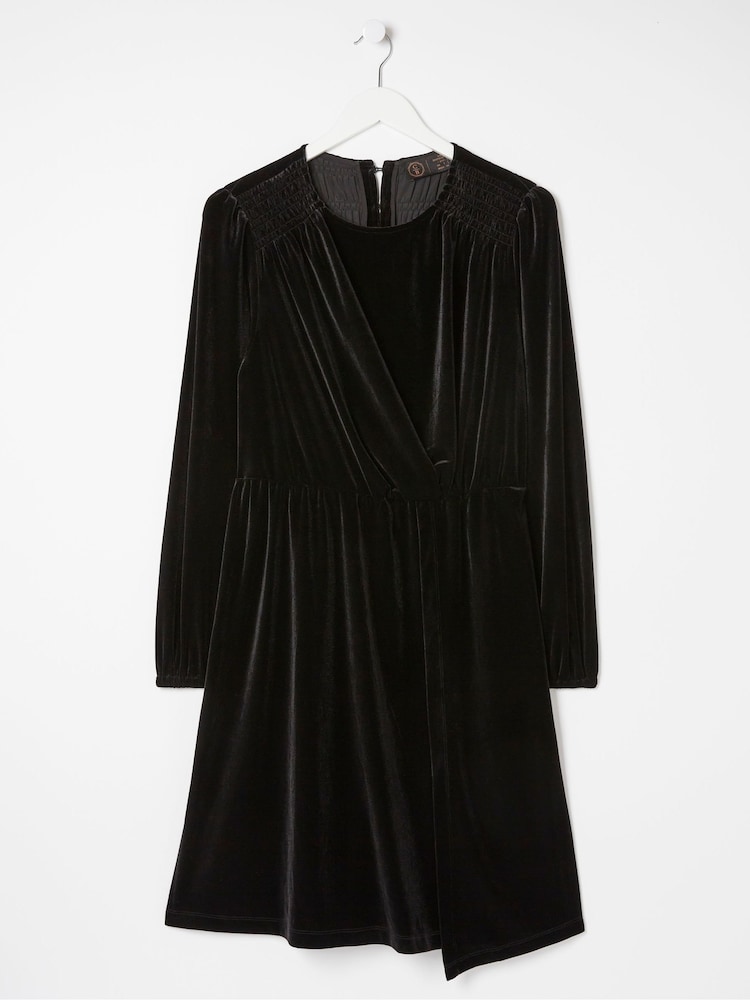 fat face Black Annie Velvet Dress