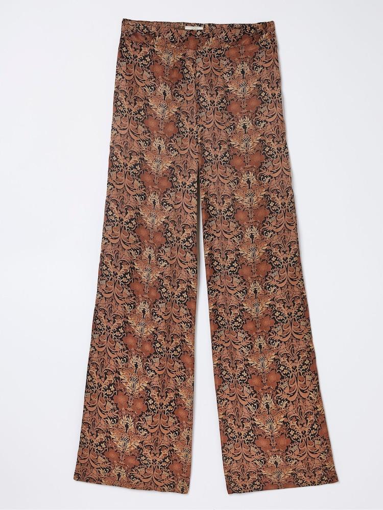 fat face Black Art Floral Satin Printed Trousers
