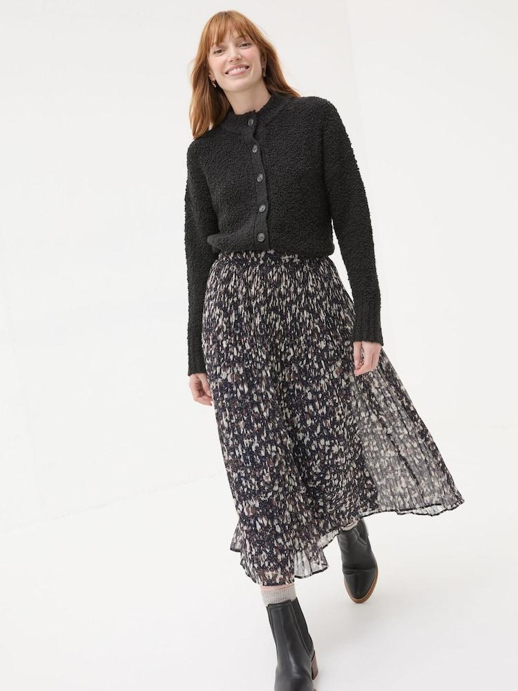 Fat Face Black Bea Boucle Cardigan