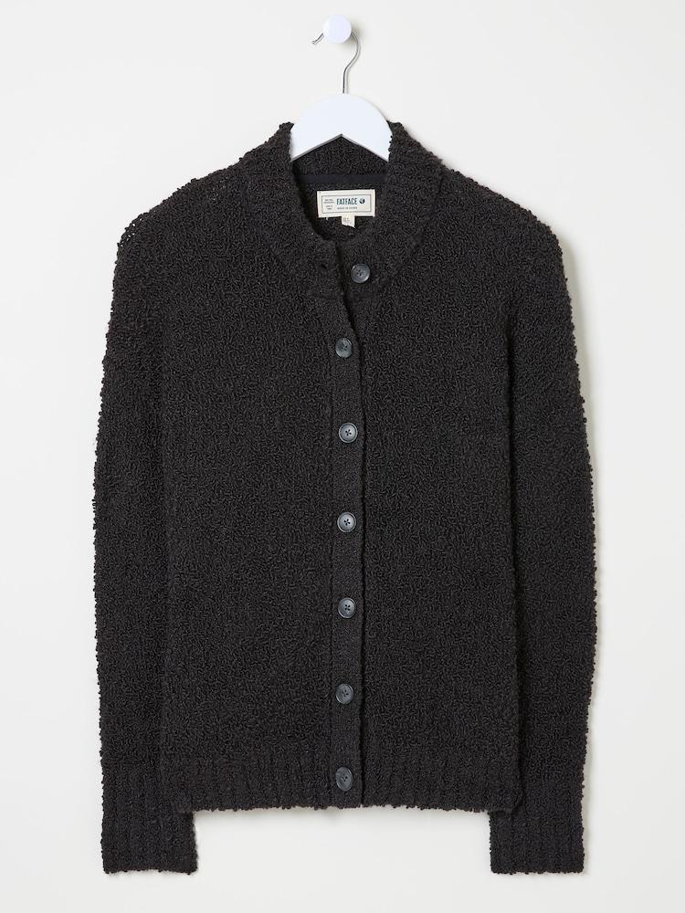 fat face Black Bea Boucle Cardigan