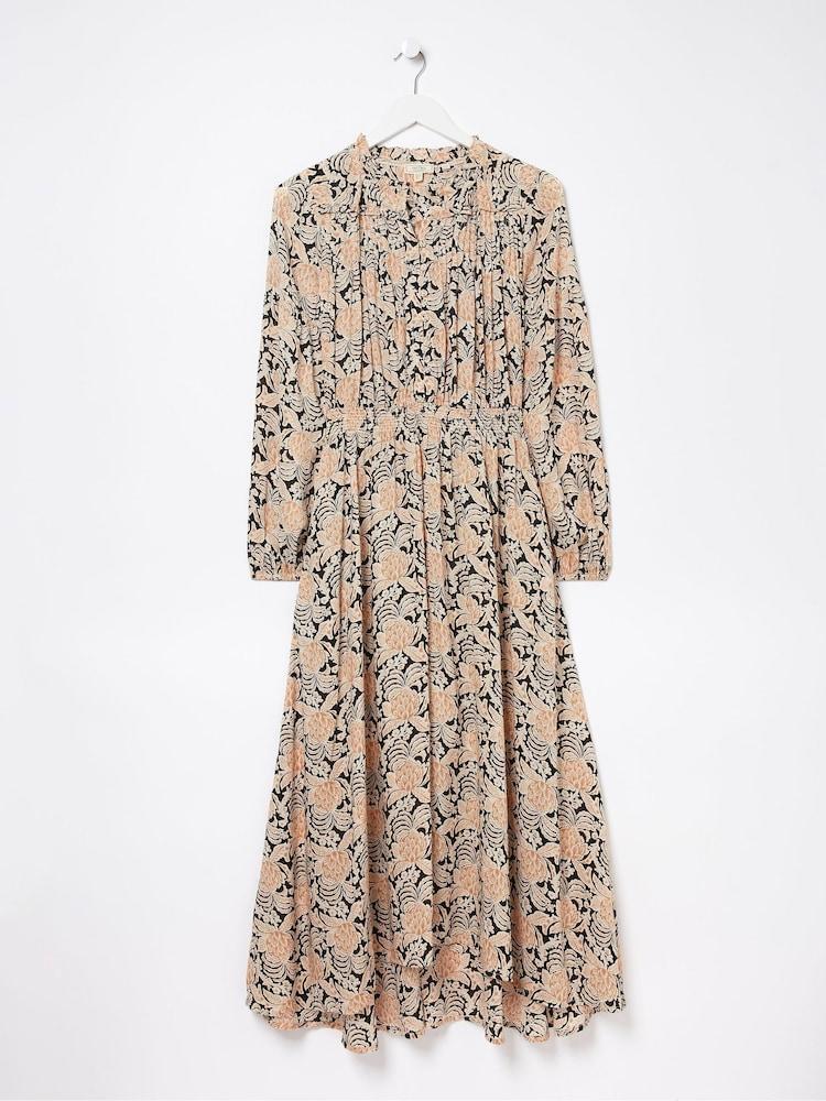 fat face Black Beth Damask Floral Maxi Dress