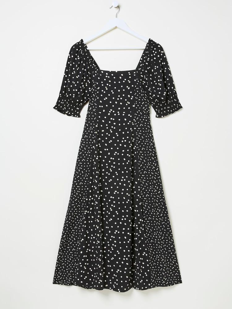 fat face Black Bloom Polka Dot Midi Dress