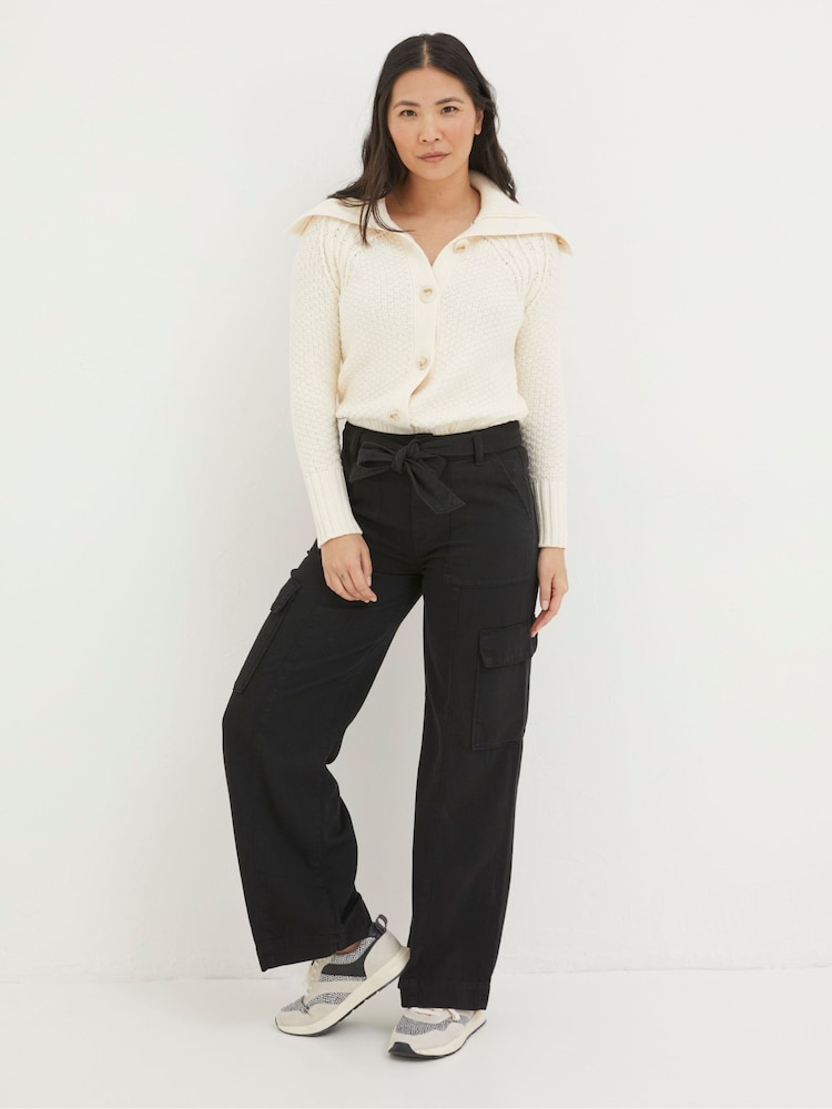 Fat Face Black Bodi Belted Cargo Trousers