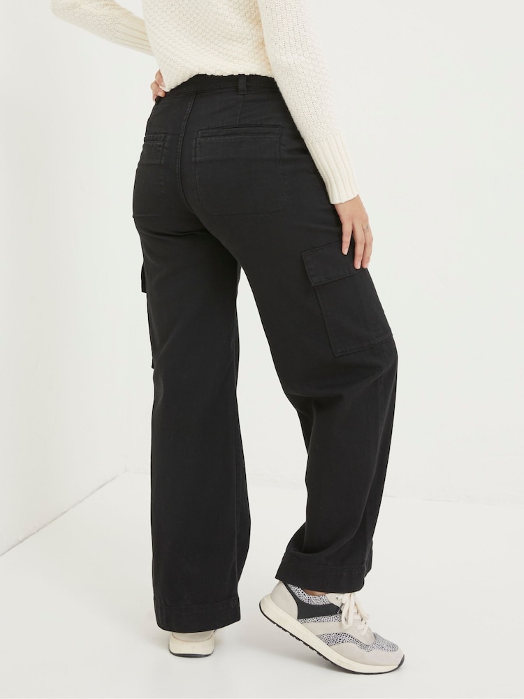 Fat Face Black Bodi Belted Cargo Trousers