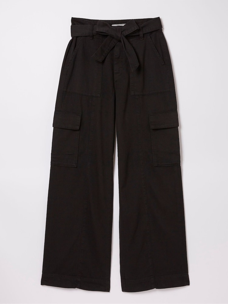 fat face Black Bodi Belted Cargo Trousers