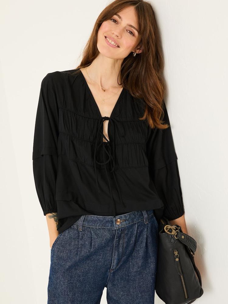 Fat Face Black Cece Blouse