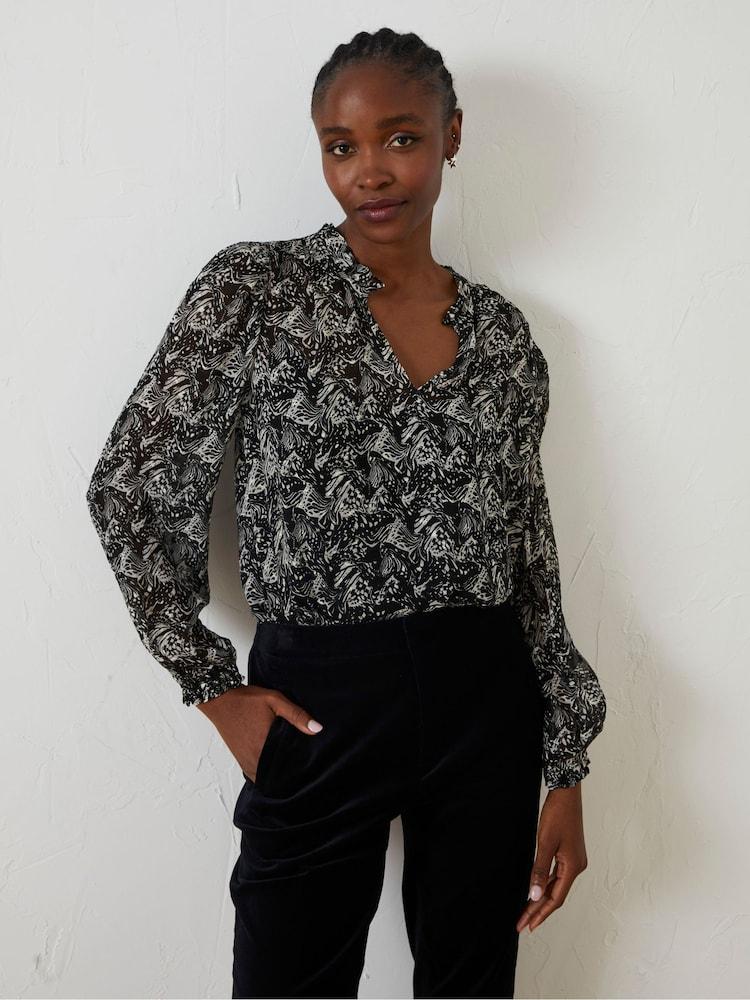Fat Face Black Charlie Abstract Butterfly Blouse