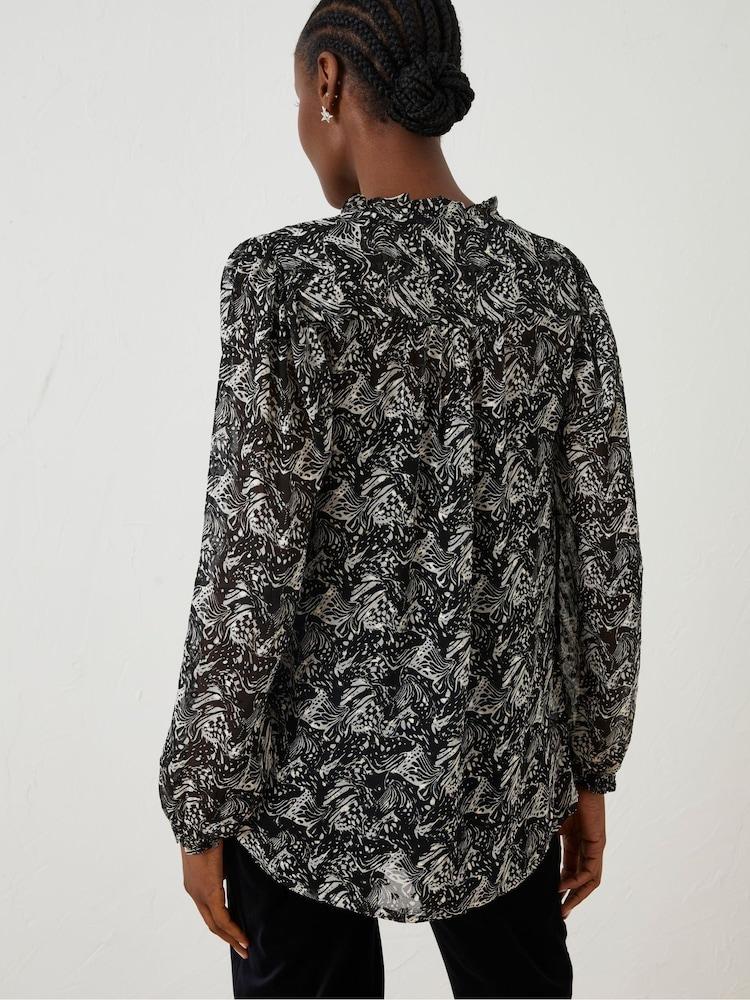Fat Face Black Charlie Abstract Butterfly Blouse