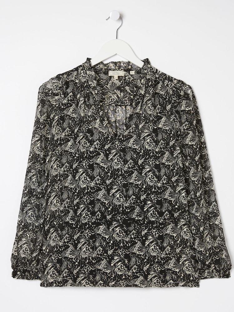 fat face Black Charlie Abstract Butterfly Blouse