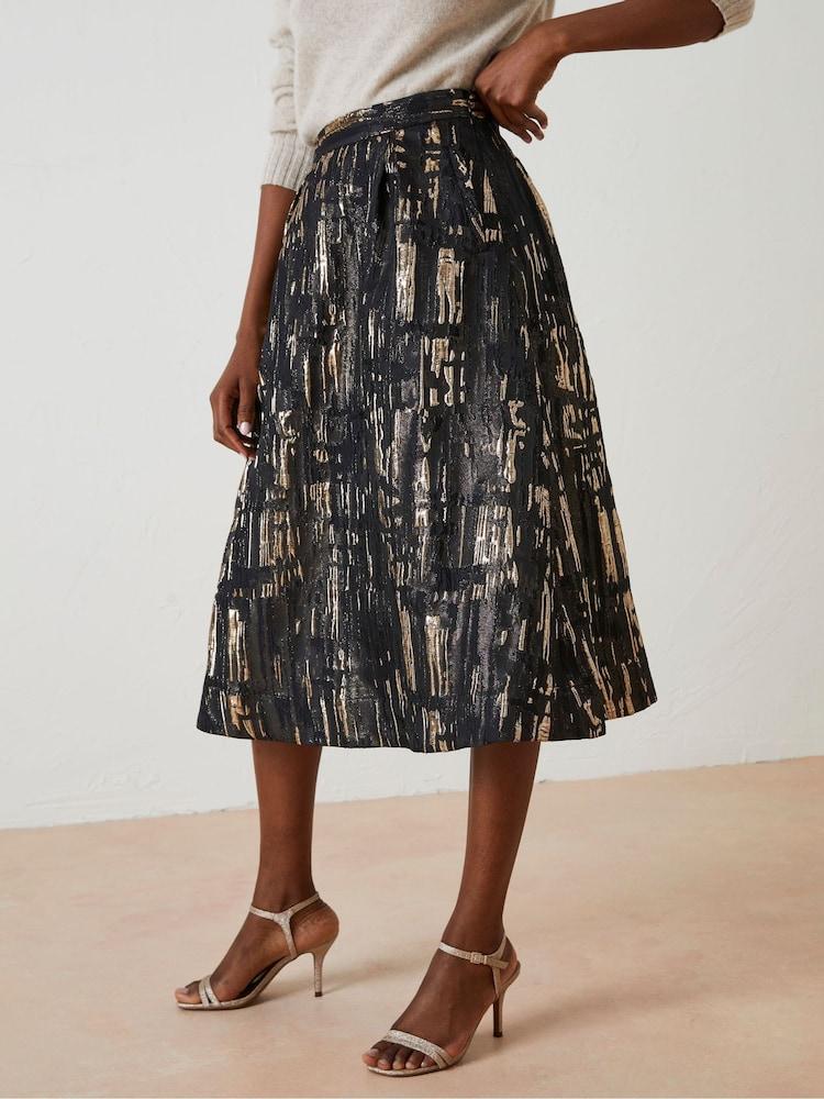 Fat Face Black Cleo Jacquard Skirt