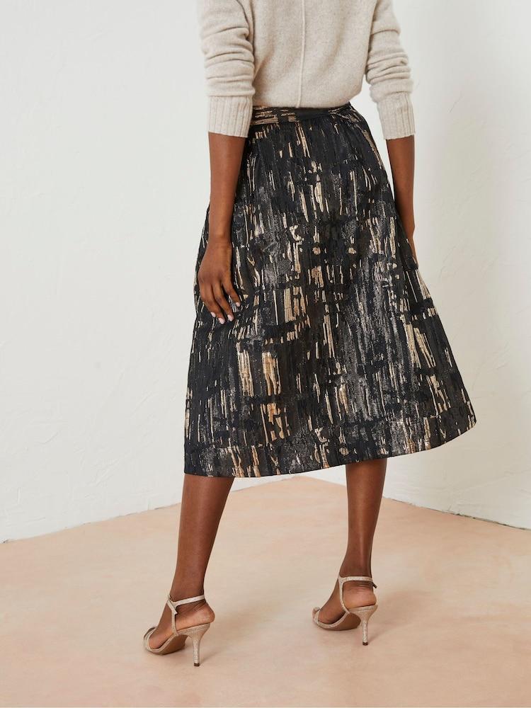 Fat Face Black Cleo Jacquard Skirt
