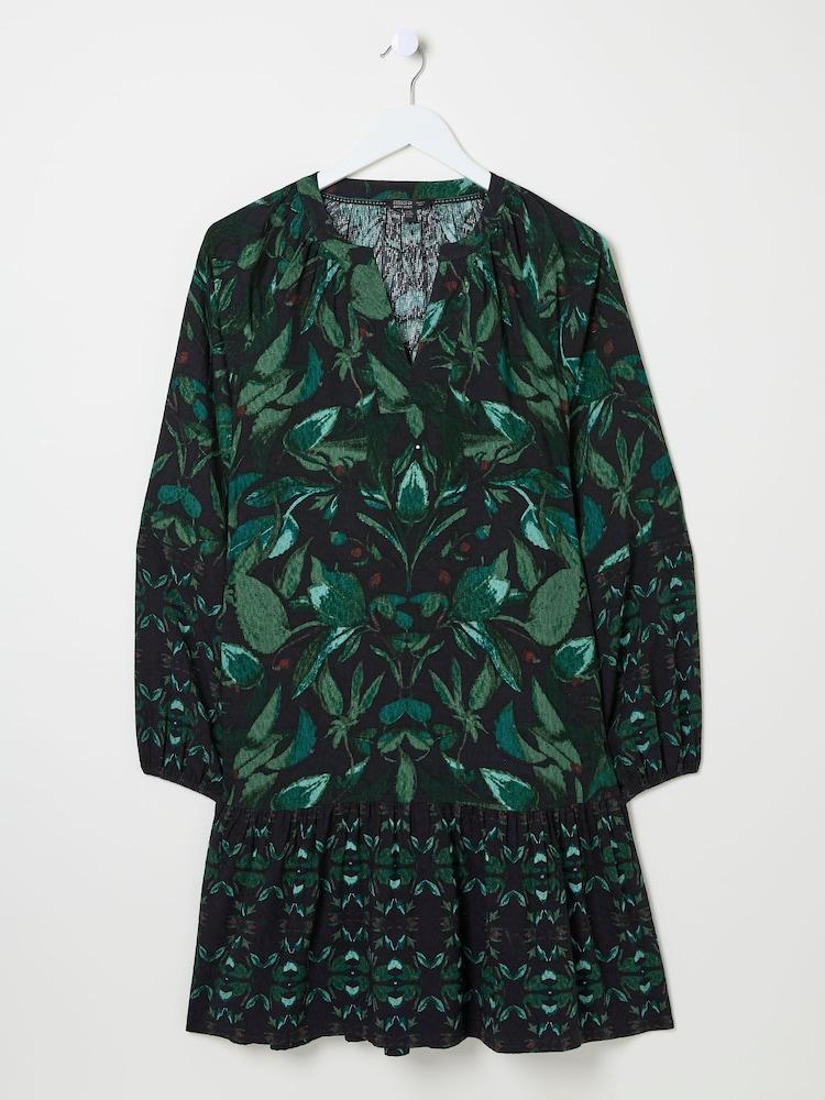 fat face Black Dark Skies Amy Mirrored Tunic Dress