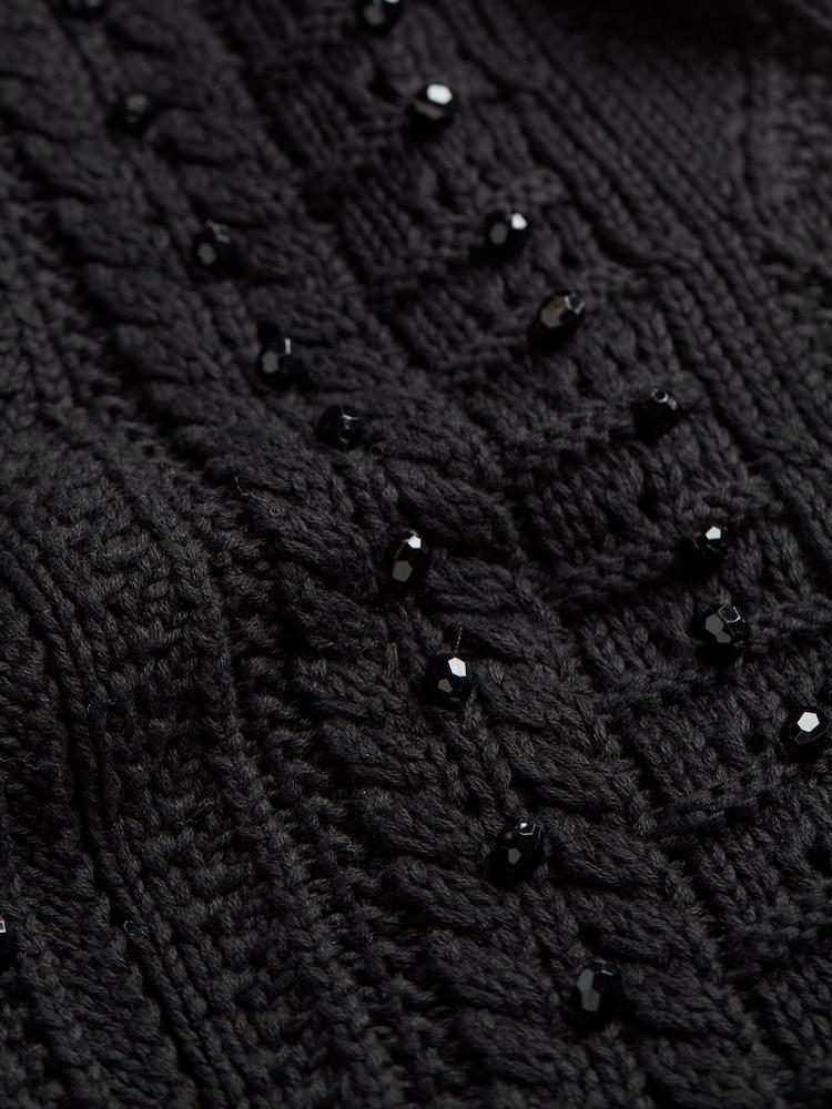 fat face Black Dark Skies Damson Beaded Jumper