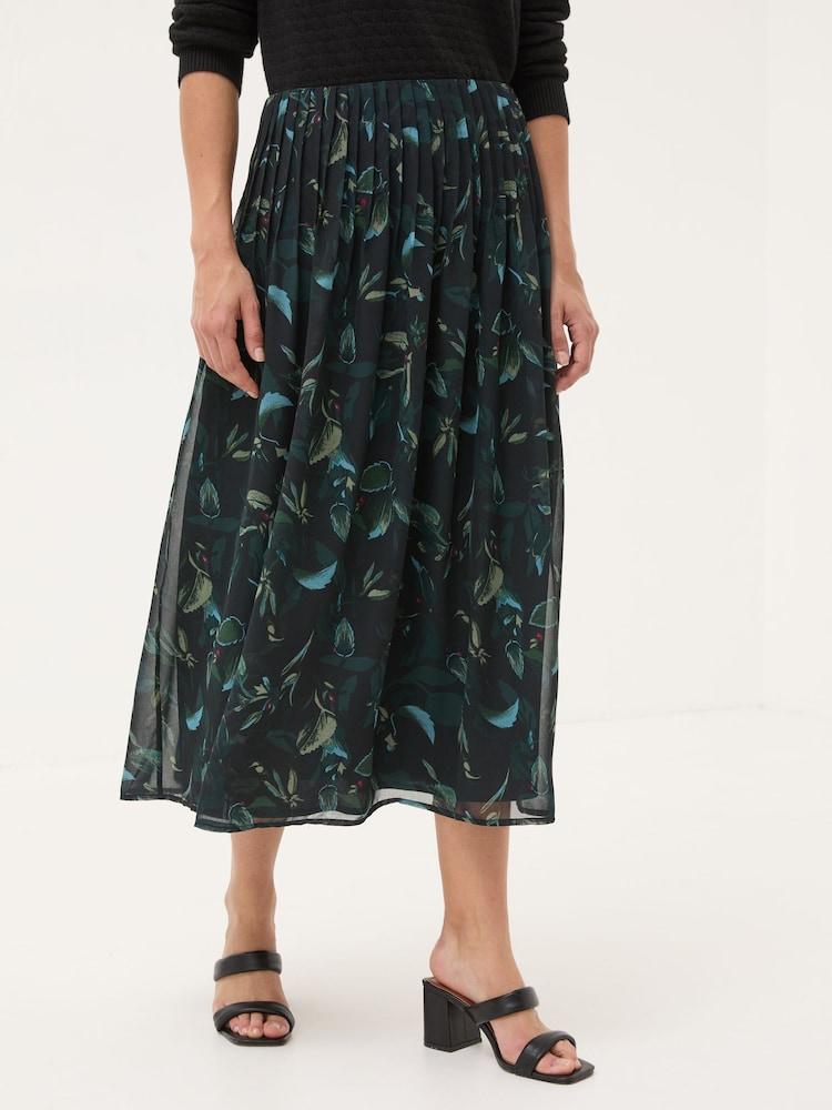 Fat Face Black Dark Skies Nadine Pleat Skirt