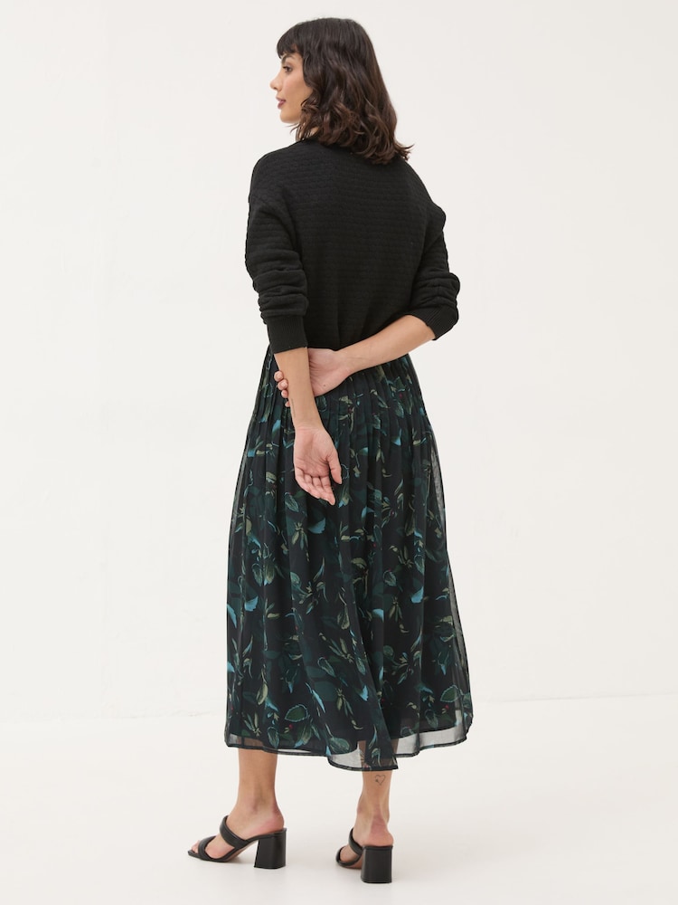 Fat Face Black Dark Skies Nadine Pleat Skirt