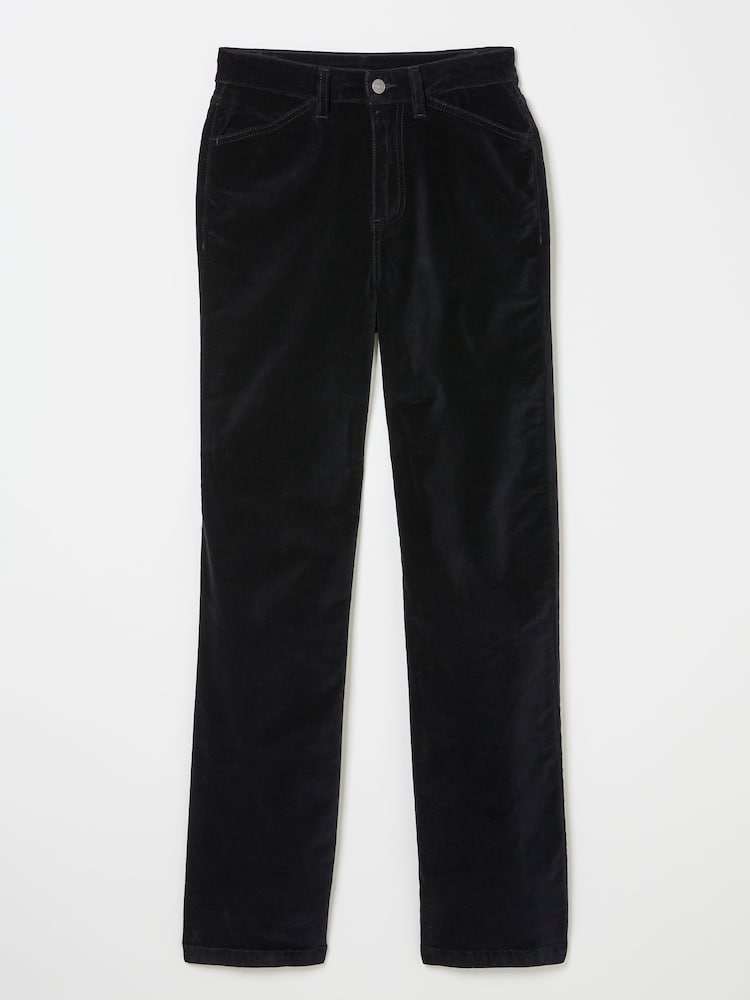 fat face Black Elise Velvet Trousers