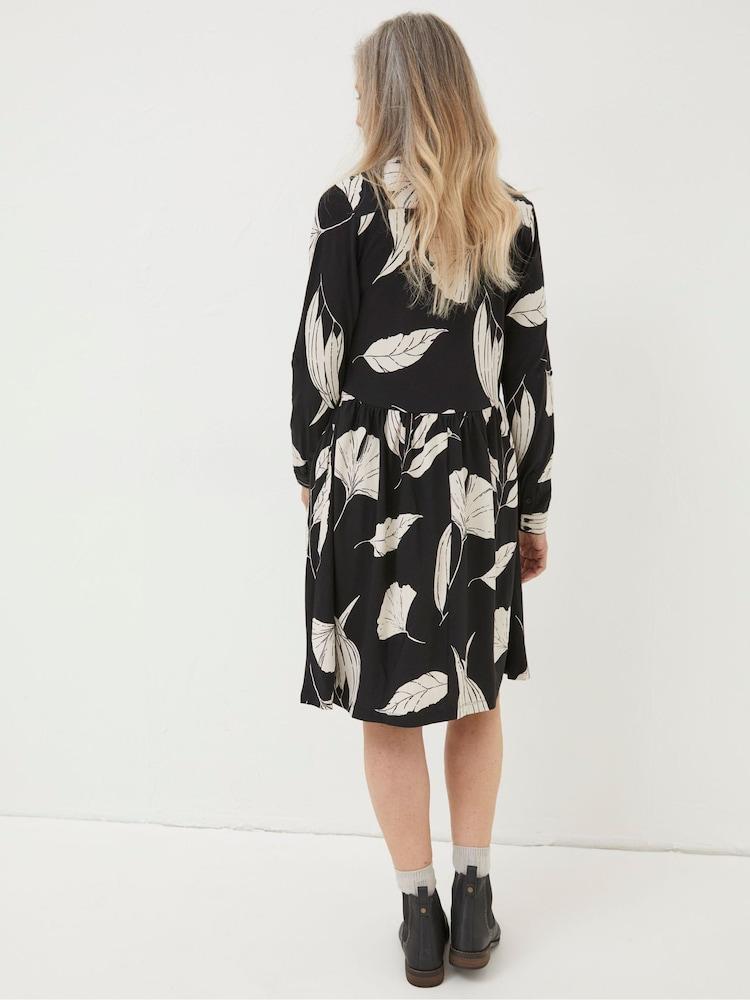 Fat Face Black Elsie Twilight Leaves Jersey Dress