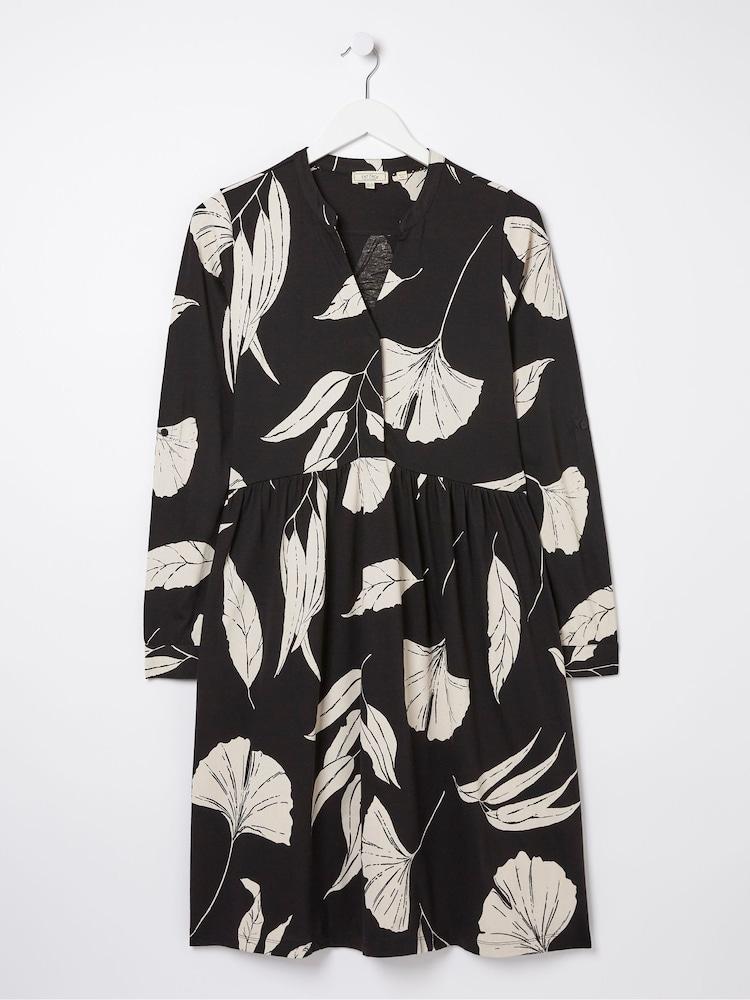 fat face Black Elsie Twilight Leaves Jersey Dress