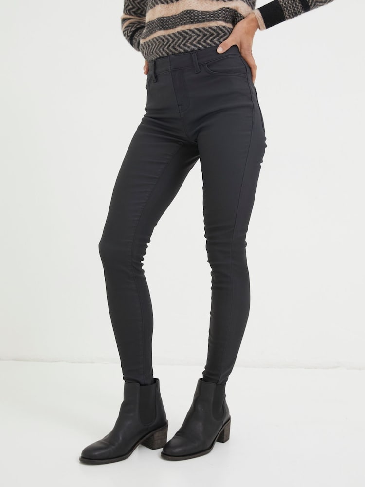 Fat Face Black Five Pocket Coated Leggings