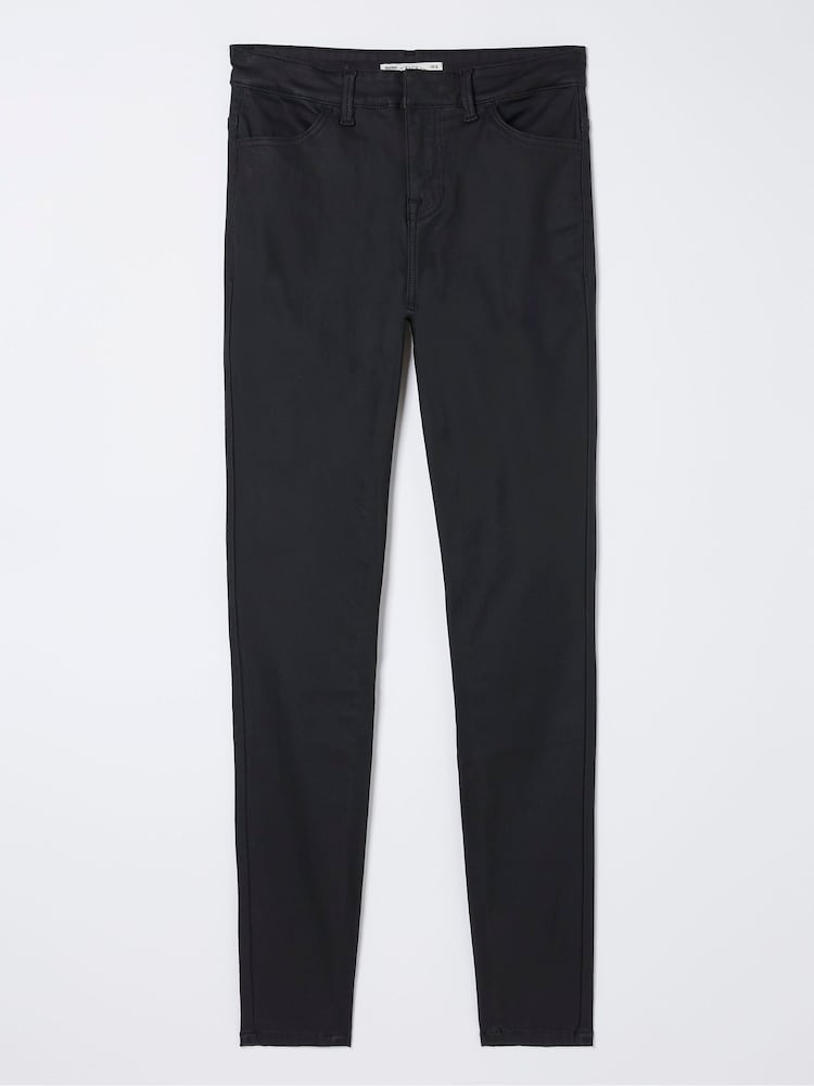 fat face Black Five Pocket Coated Leggings