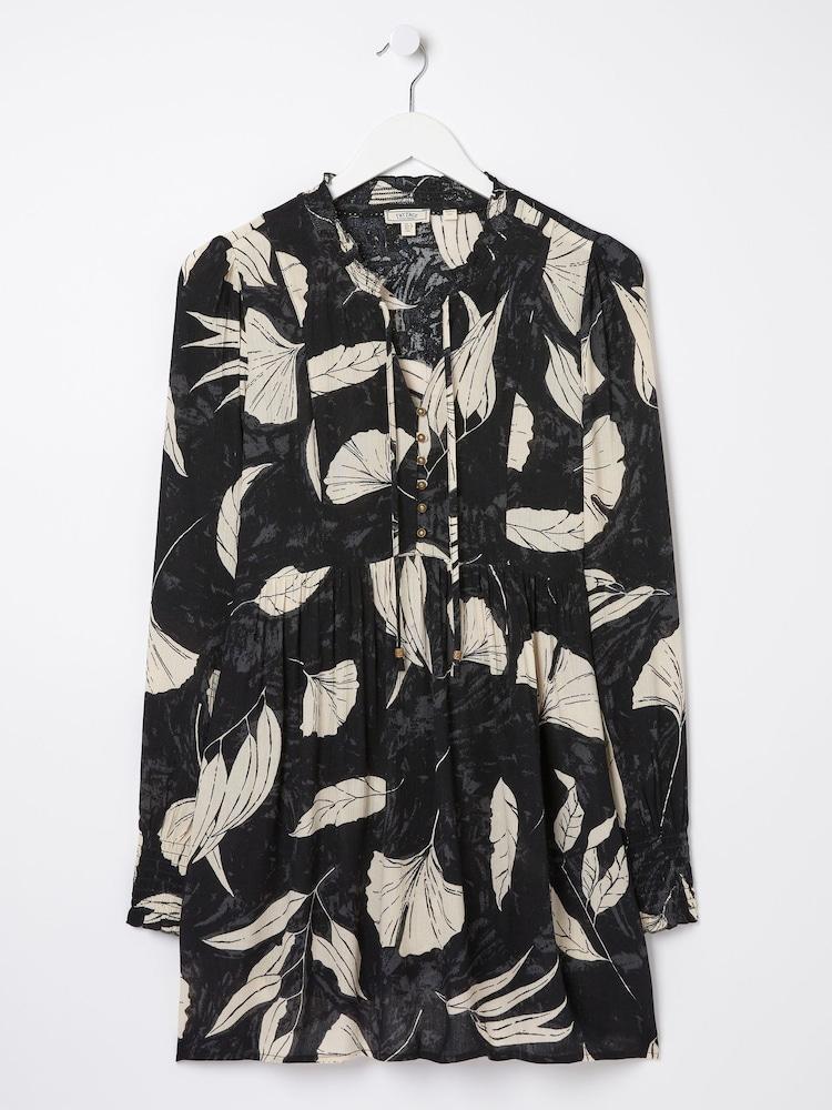 fat face Black Gerry Twilight Leaves Tunic Dress