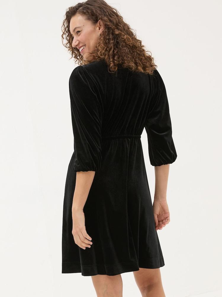 Fat Face Black Gracie Velvet Dress