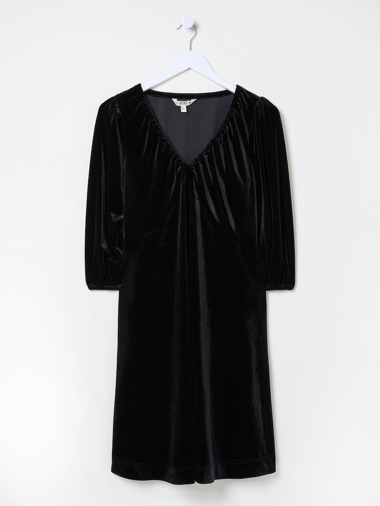 fat face Black Gracie Velvet Dress