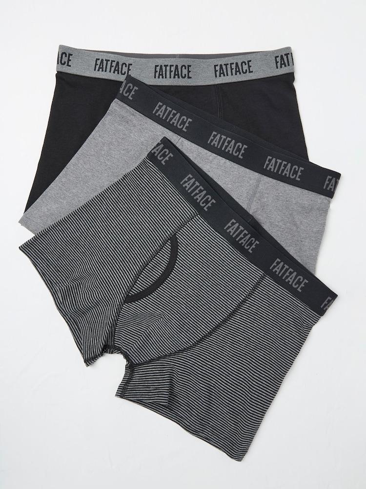 Fat Face Black & Grey Classic Boxers 3 Pack