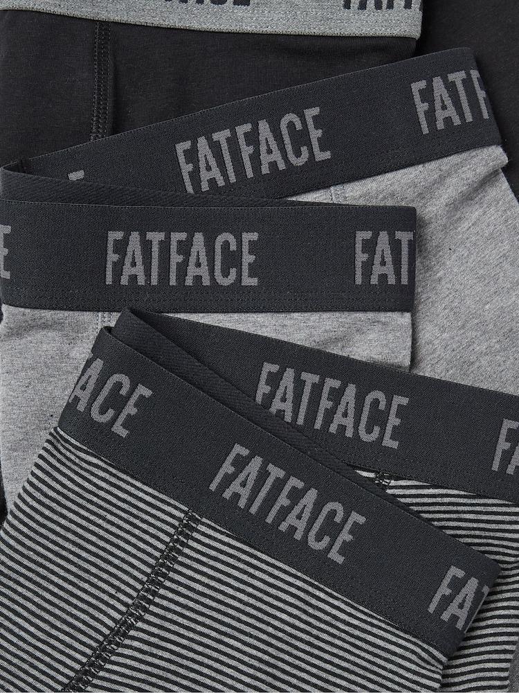 Fat Face Black & Grey Classic Boxers 3 Pack