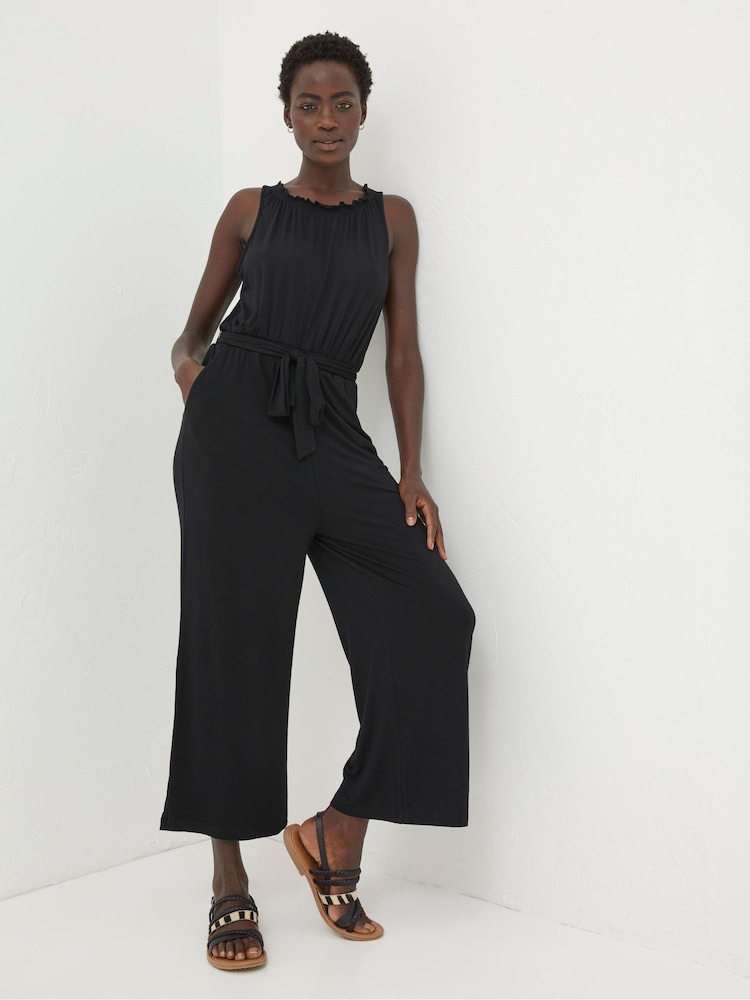 Fat Face Black Haylie Jersey Jumpsuit