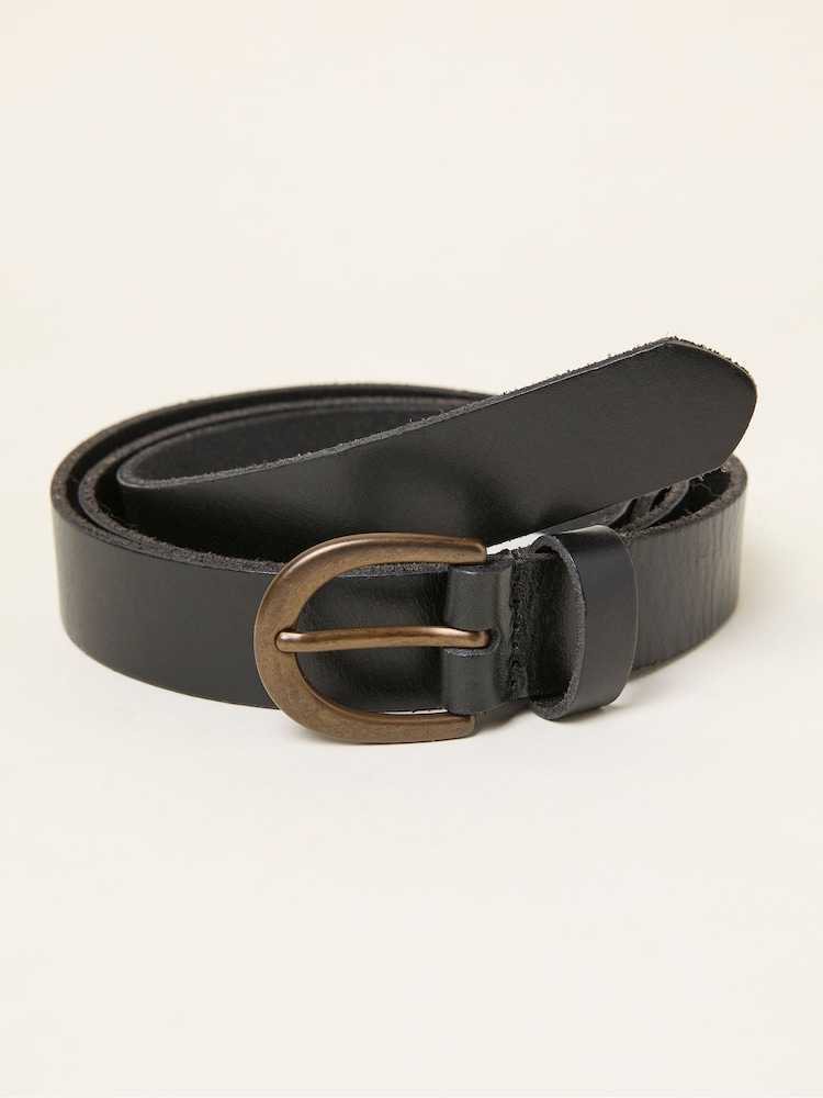 Fat Face Black Heart Stud Detail Leather Belt