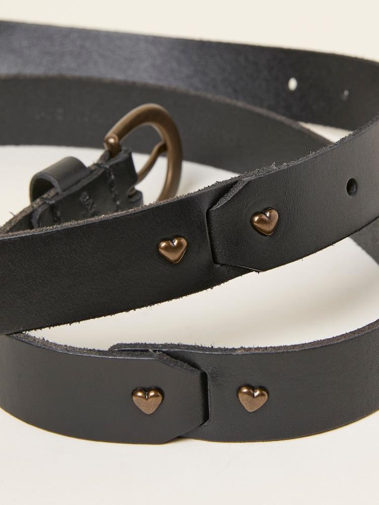fat face Black Heart Stud Detail Leather Belt