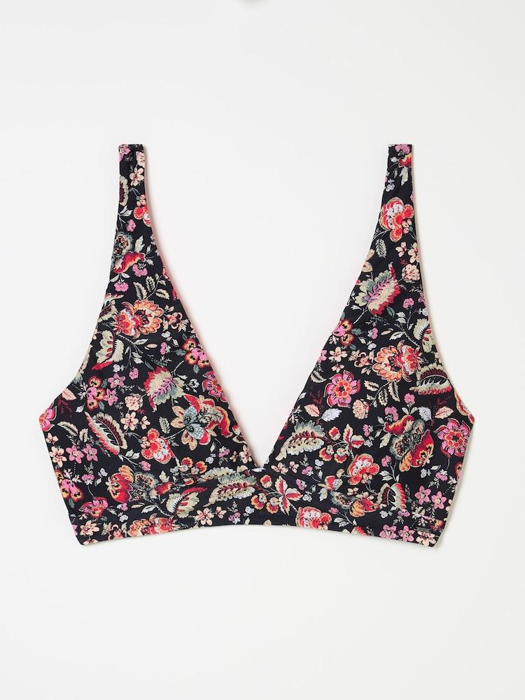 fat face Black Historical Floral Bikini Top