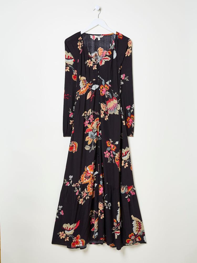 fat face Black Historical Floral Emma Midi Dress