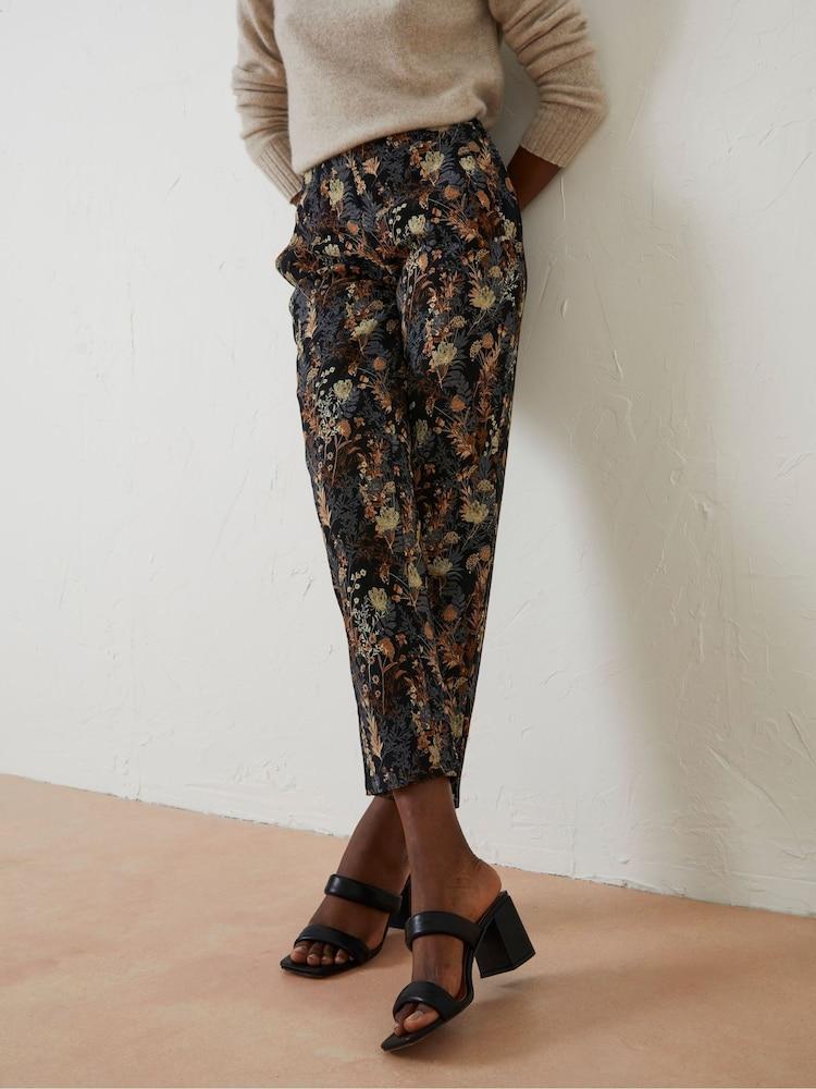 Fat Face Black Isobelle Jacquard Trousers