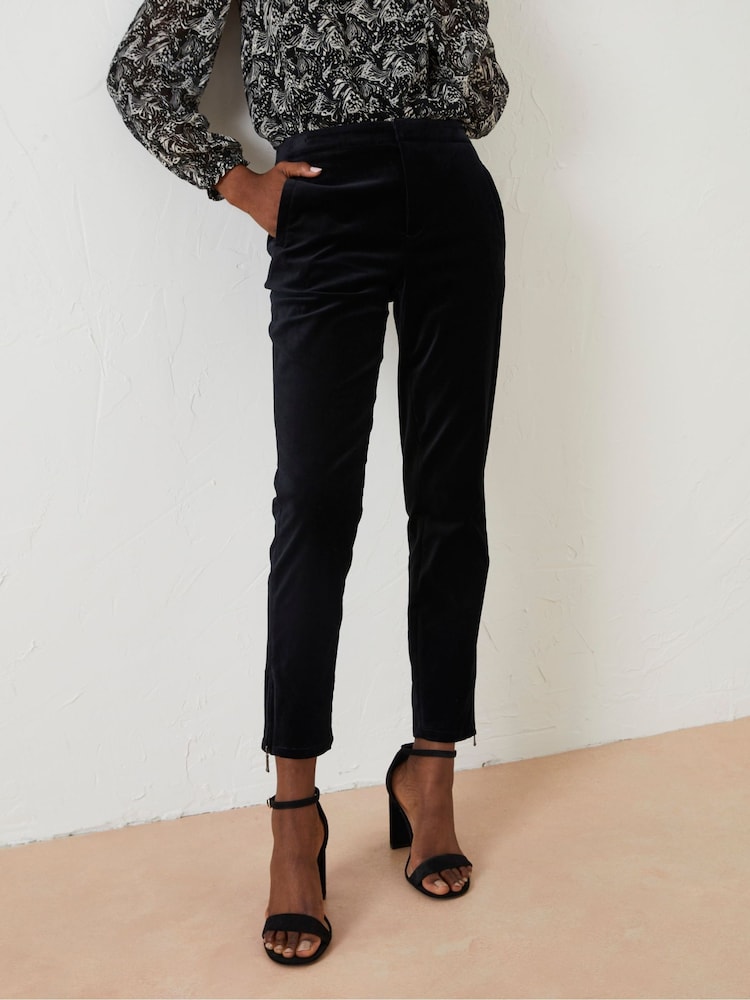 Fat Face Black Isobelle Velvet Trousers
