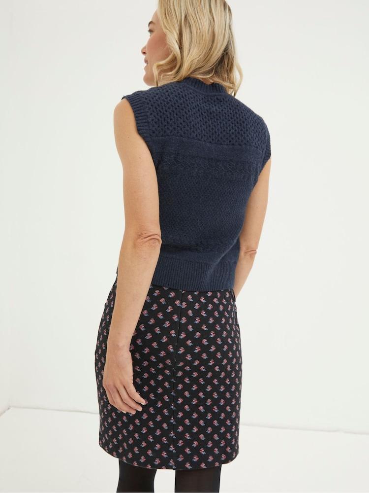 Fat Face Black Jennie Floral Geo Jersey Skirt