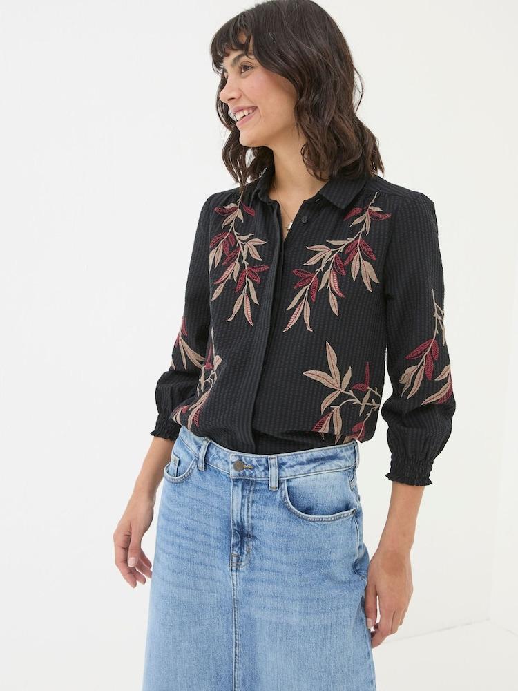 Fat Face Black Kate Embroidered Shirt