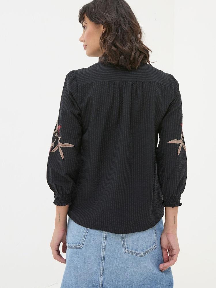 Fat Face Black Kate Embroidered Shirt