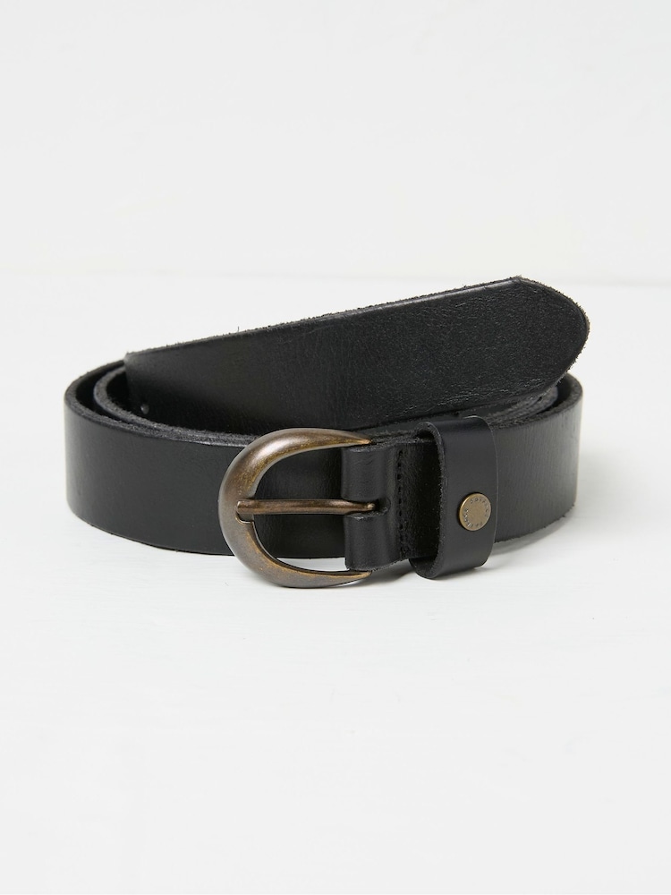 Fat Face Black Leather Jean Belt