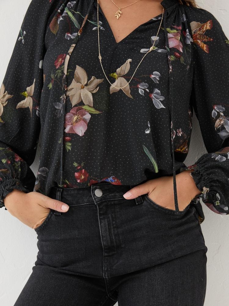 Fat Face Black Lil Moonlit Blouse