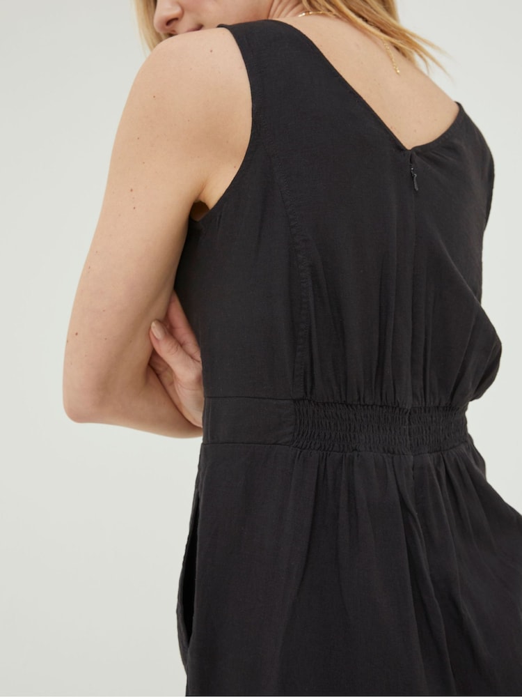 fat face Black Linen Blend Aderyn Jumpsuit