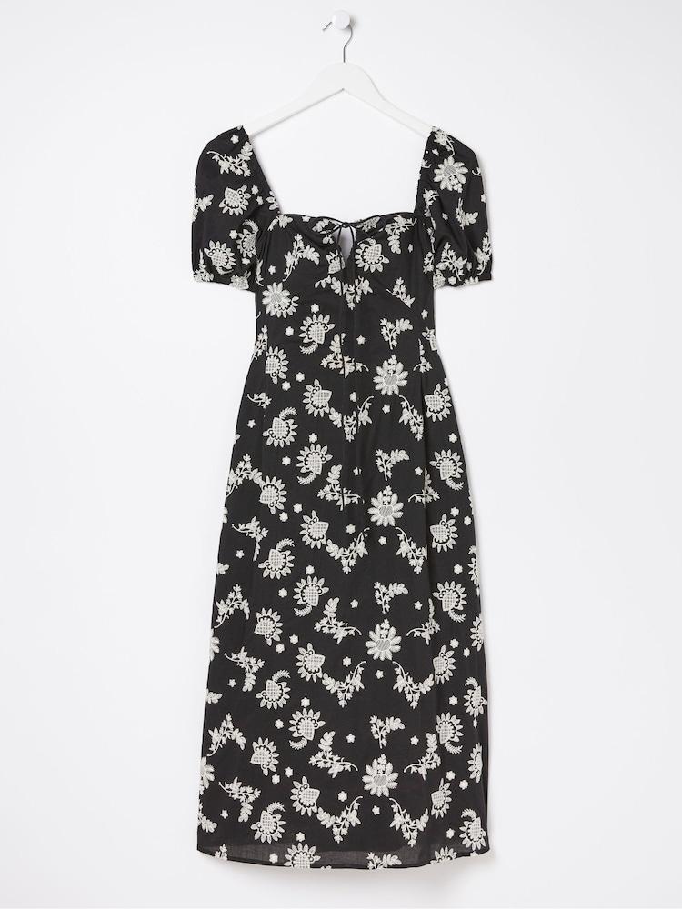 fat face Black Lotus Embroidered Midi Dress