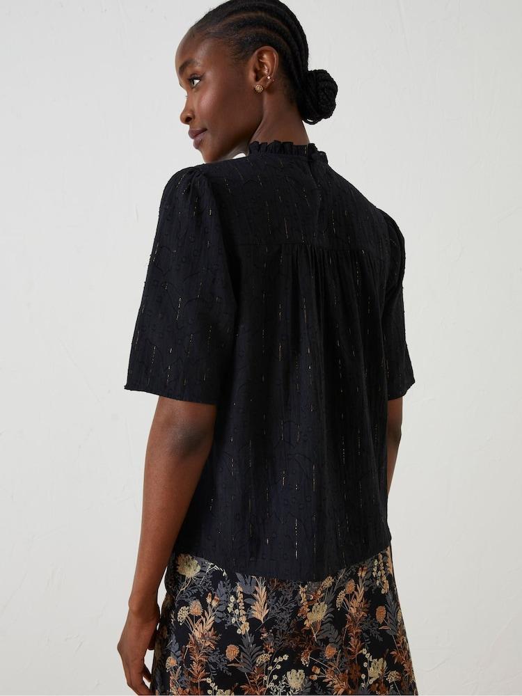 Fat Face Black Maggie Metallic Blouse
