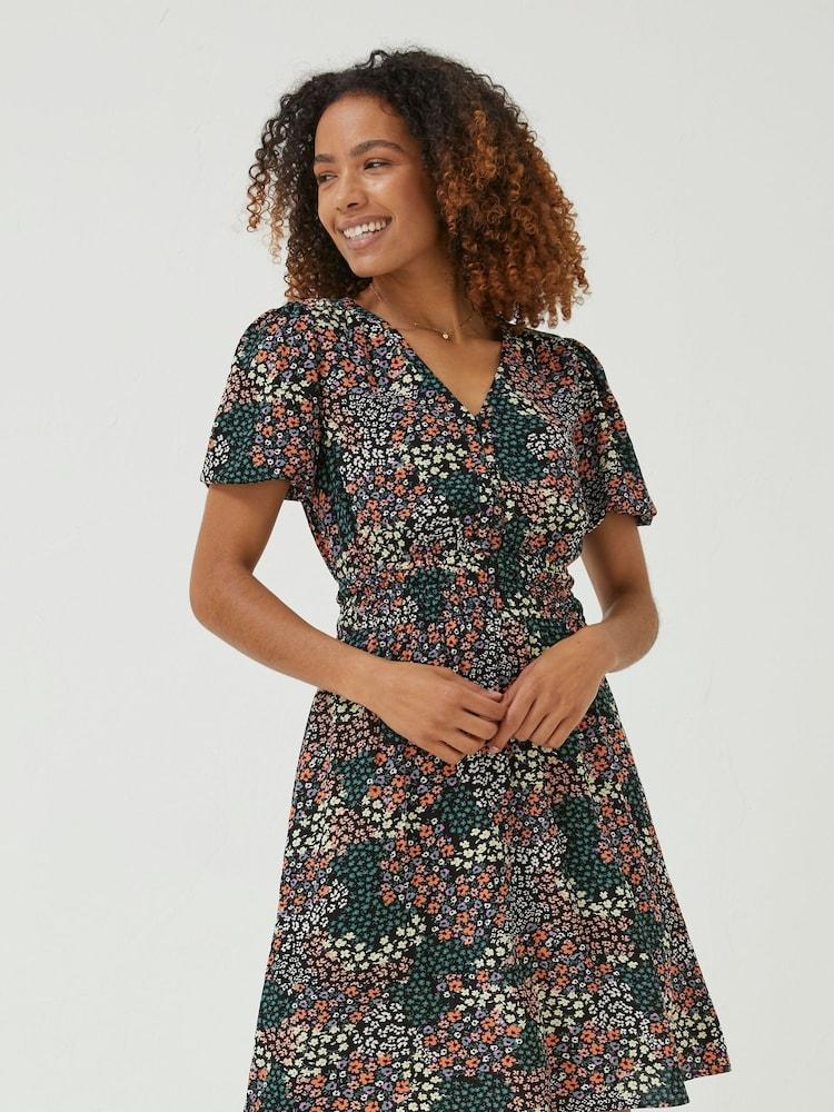 Fat Face Black Meadow Patchwork Lottie Dress
