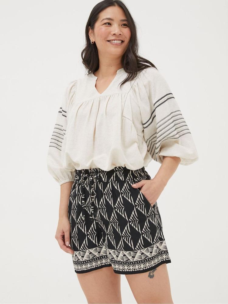 Fat Face Black Mono Geo Flippy Shorts