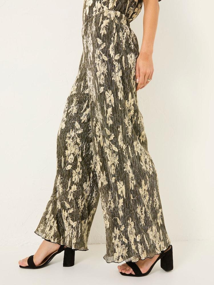 Fat Face Black Octavia Foil Plisse Trousers