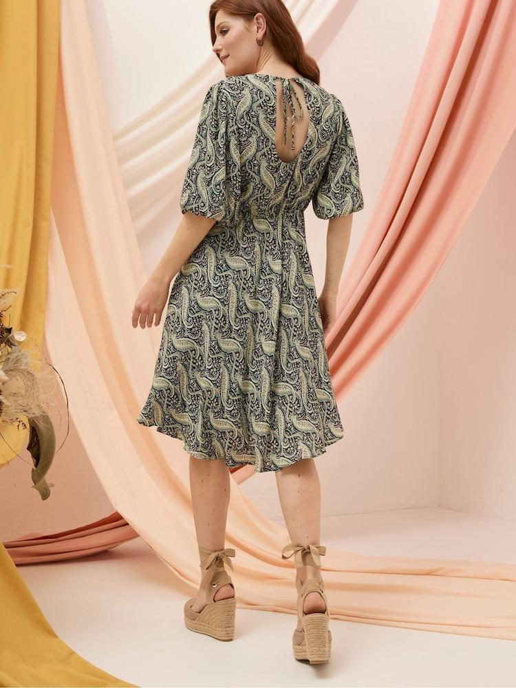 Fat Face Black Padra Paisley Dress