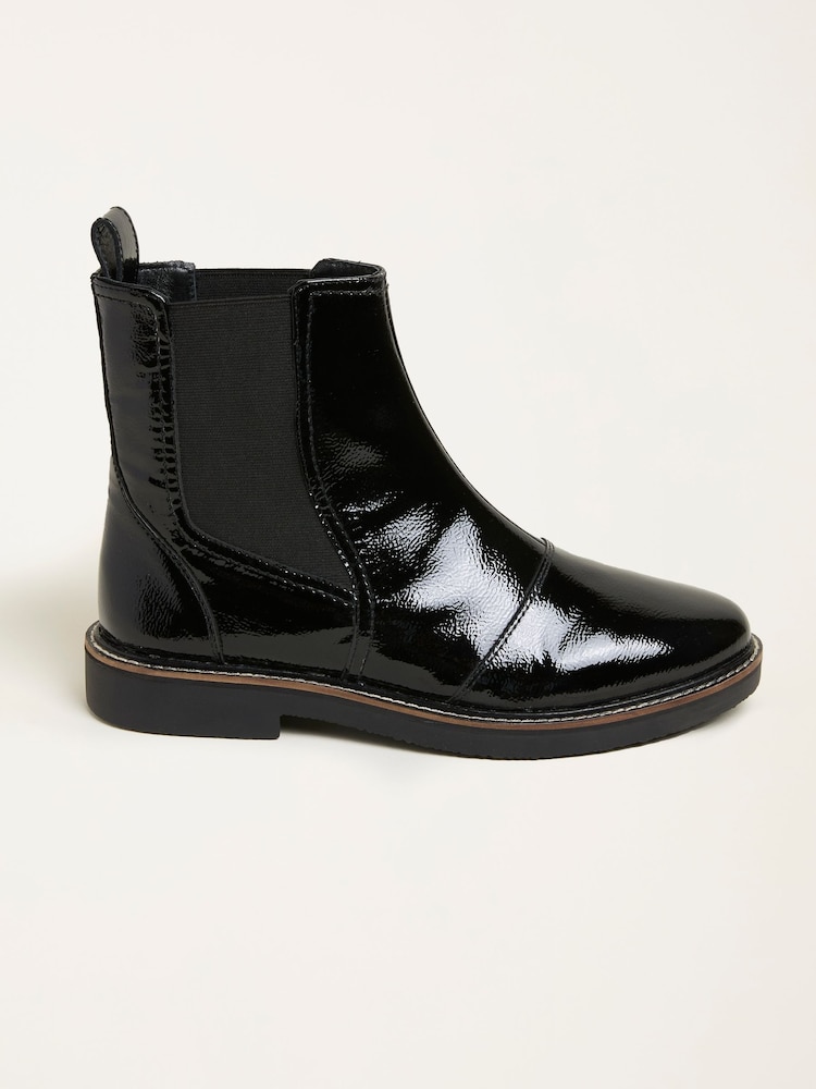Fat Face Black Patent Chelsea Boot