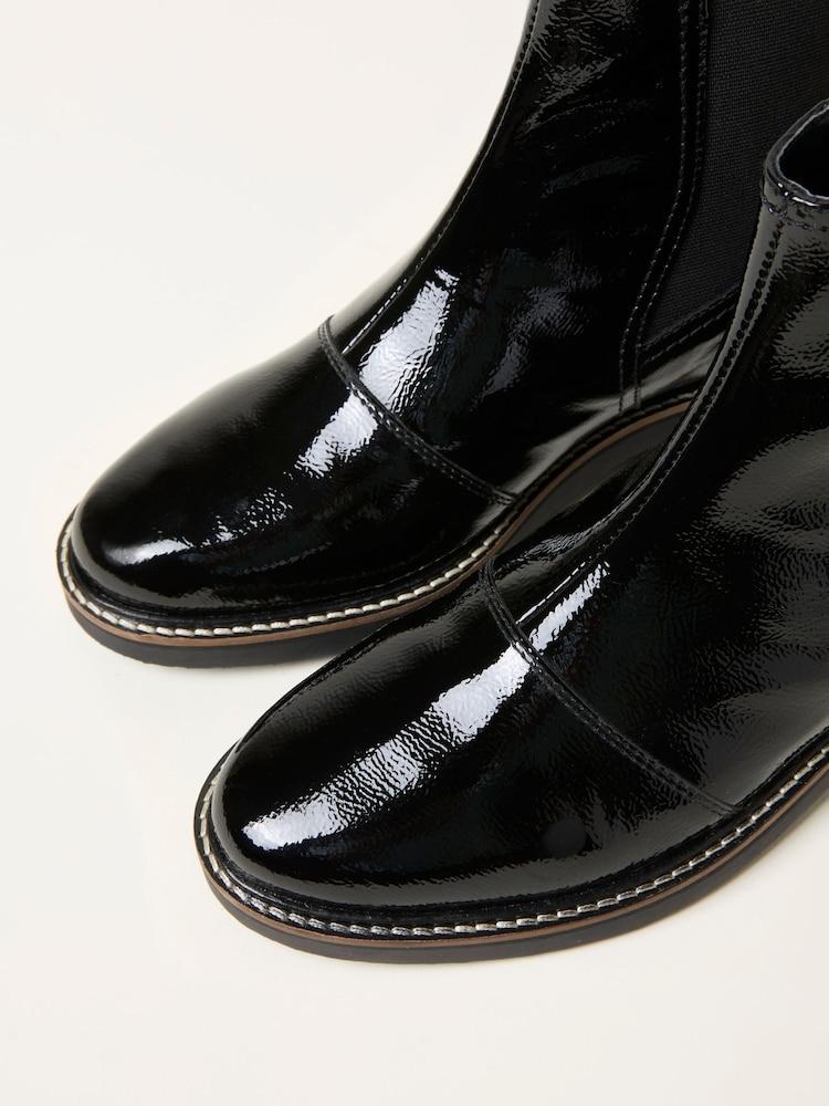 Fat Face Black Patent Chelsea Boot